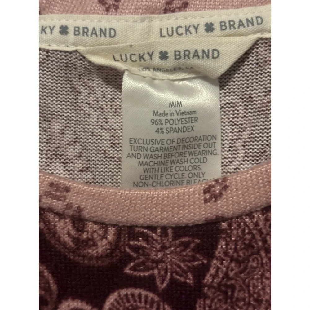 Lucky‎ Brand Shirt Medium Purple Paisley Floral Short Sleeve Thin Casual